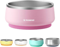 Pawaii Small Dog Bowl, 12 oz Stainless Steel Food and Water Bowl, 1 Pack – Essentials for Dogs - 34oz / Sakura Pink