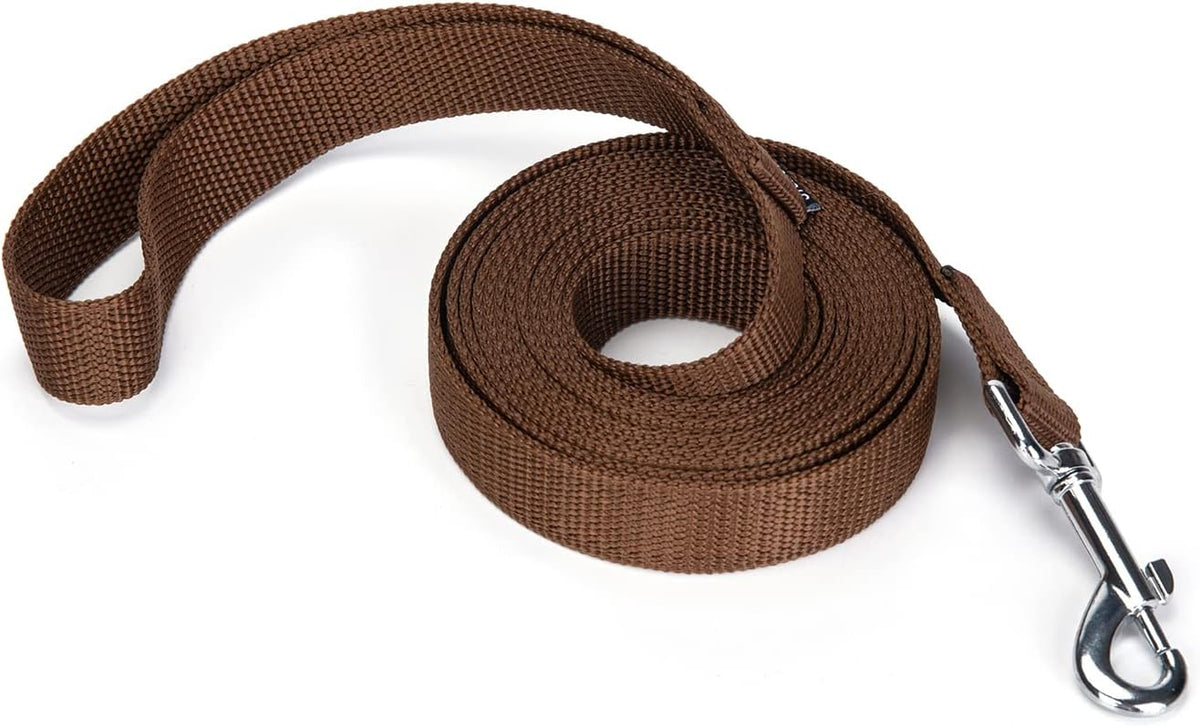 Strong Durable Nylon 10ft Long Dog Training Leash, Traction Rope - Brown / 10 Feet