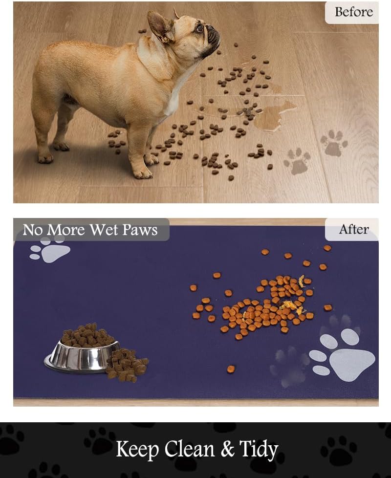 PADOOR Pet Feeding Mat-Absorbent Dog Mat for Food and Water Bowl-No - 17"x28" / Navy - image 3