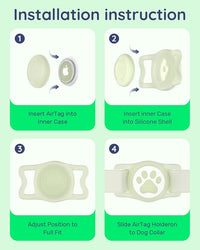 IP68 Waterpoof Dog Airtag Holder, Stretchy Silicone Full Body Covered Apple Air Tag Holder for Dog Cat Collar Fit All Width Collar (Luminous, 1 Pack)