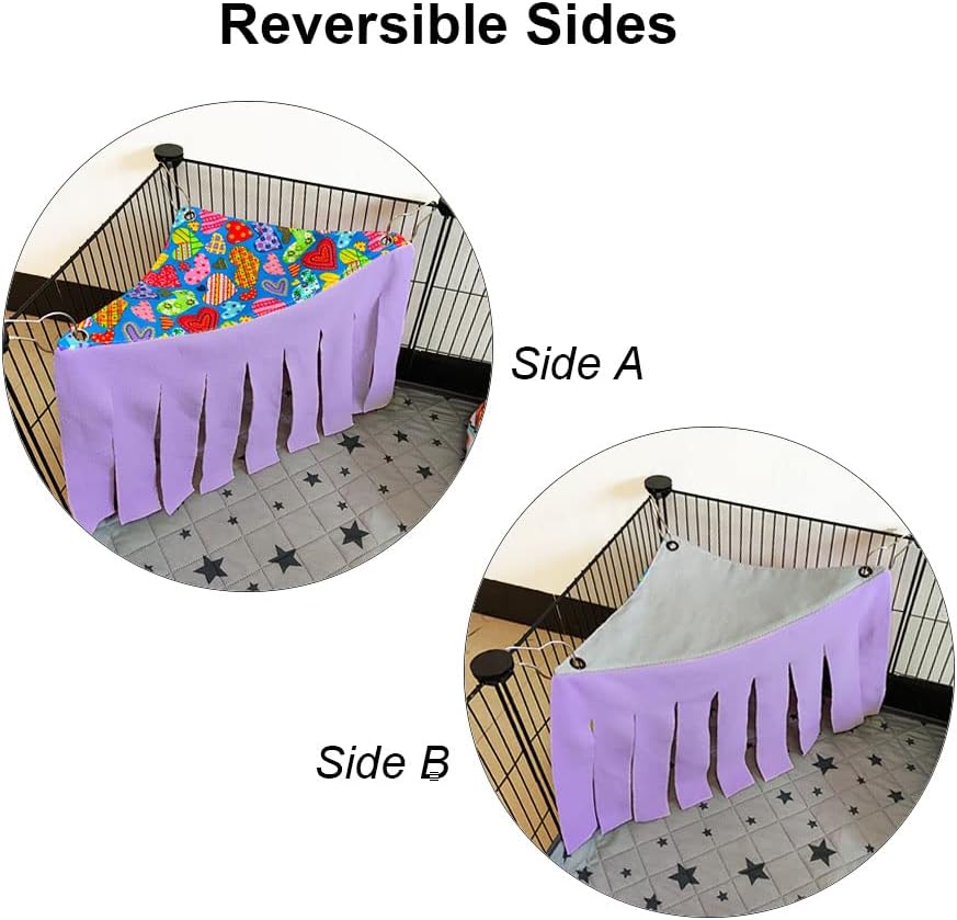 RIOUSSI Guinea Pig Hideout Hideaway Corner Fleece Toys Cage - Pink+Purple / Triangle - image 2