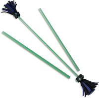 Green Jolly Jrs beginner juggling flower sticks with rubber grip handsticks and vinyl tassels - view 2