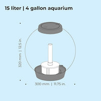 biOrb Classic 15 Acrylic 4-Gallon Aquarium with White LED Lights Modern Compact Tank for Tabletop or Desktop Display, Silver-Trimmed Tank