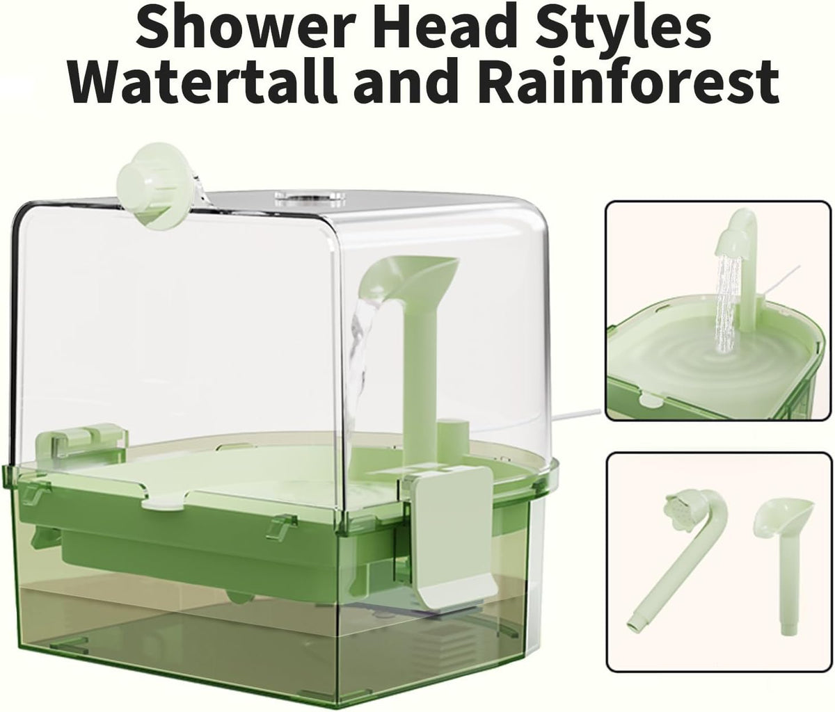 Water Circulation Bird Bath, Hanging Cage Shower Box – Essentials for Birds - Green - image 3