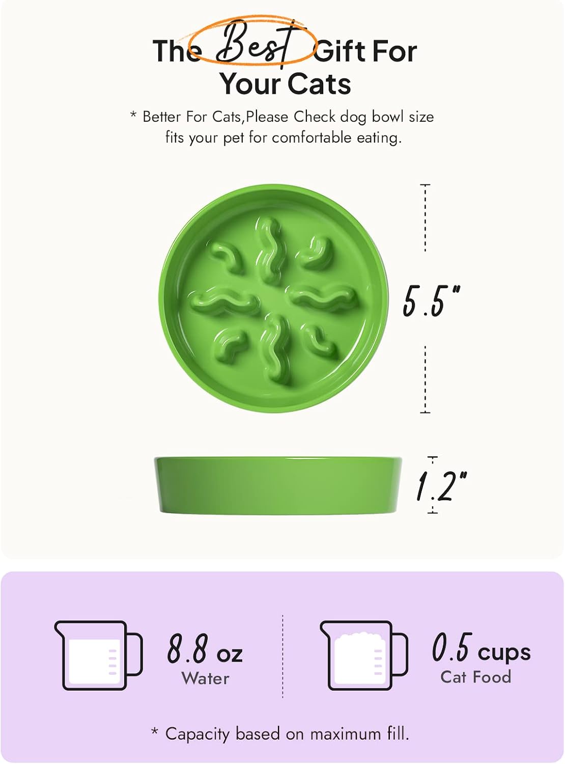 Ceramic Slow Feeder Dog Bowls Small Breed - Green / S-0.5 Cups - image 3