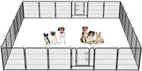 BestPet Dog Playpen Indoor 32 inch 24 Panels Metal Dog Pen Pet Dog Fence Outdoor Exercise Pen with Doors,Pet Puppy Playpen for RV Camping Yard, Black