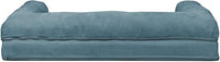 Furhaven Cooling Gel Dog Bed for Large/Medium Dogs w/ Removable Bolsters & Washable Cover, For Dogs Up to 55 lbs - Plush & Suede Sofa - Deep Pool, Large