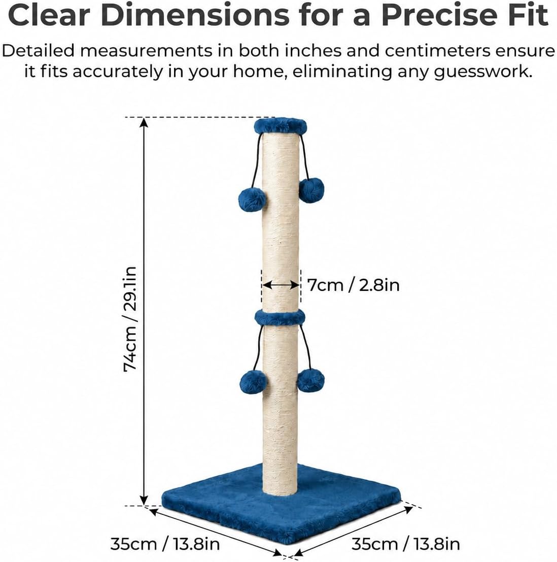 Dimaka 29in Cat Scratching Post - Blue / 29 inches for All Cats - image 2