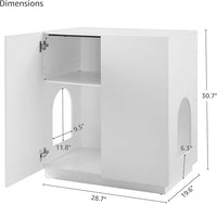 unipaws Tall Cat Litter Box Enclosure with Shelves, Hidden Litter Box Cover for Tall or Top Entry Litter Box, Kitty Enclosed Litter Box Cabinet, Cat Box Furniture， White