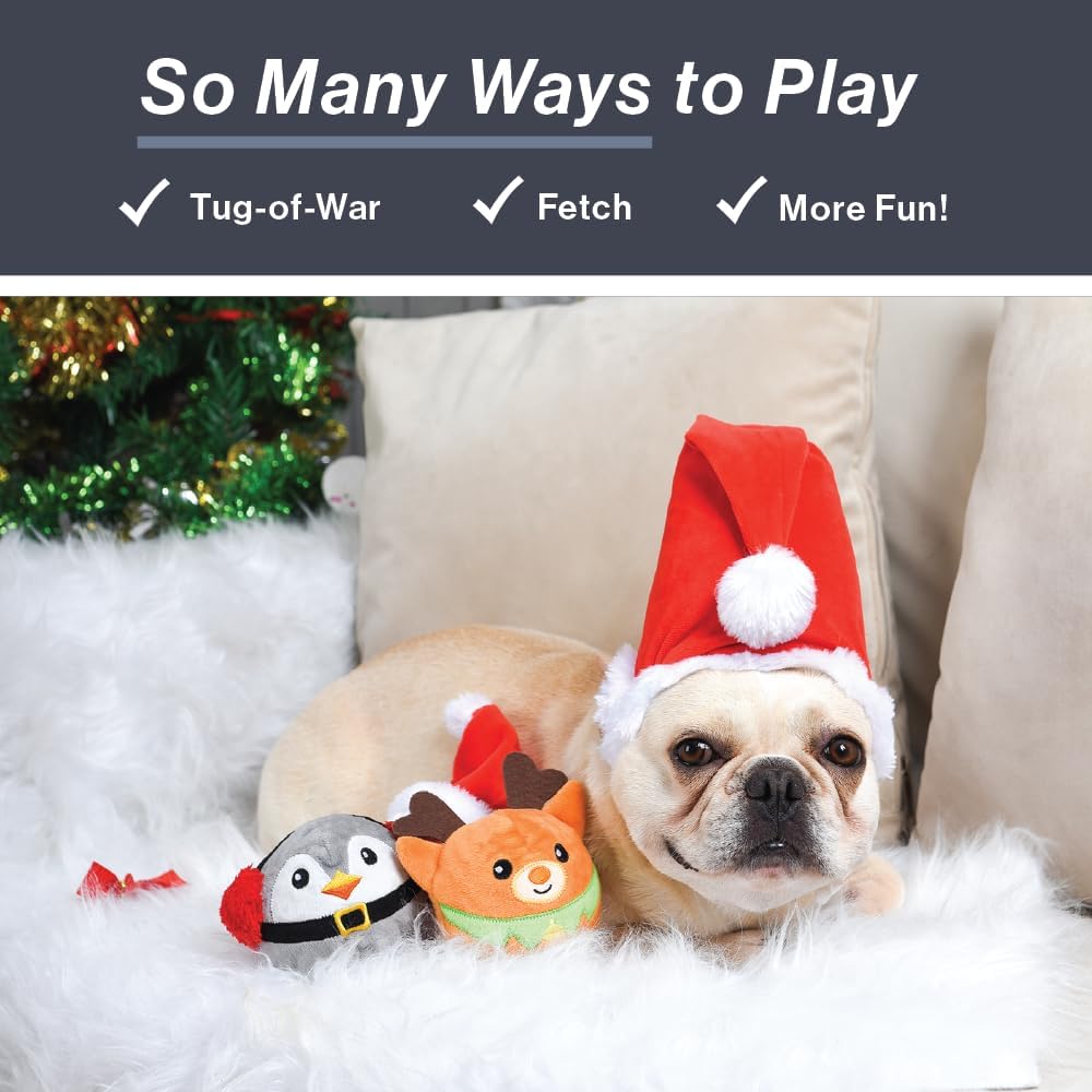 HugSmart Pet Merry Dogmas Squeaky Dog Chew Toy 2-in-1 Christmas Spiky - image 4