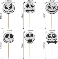 12 black glitter Halloween bat cupcake toppers in 4 patterns on cupcakes - view 12