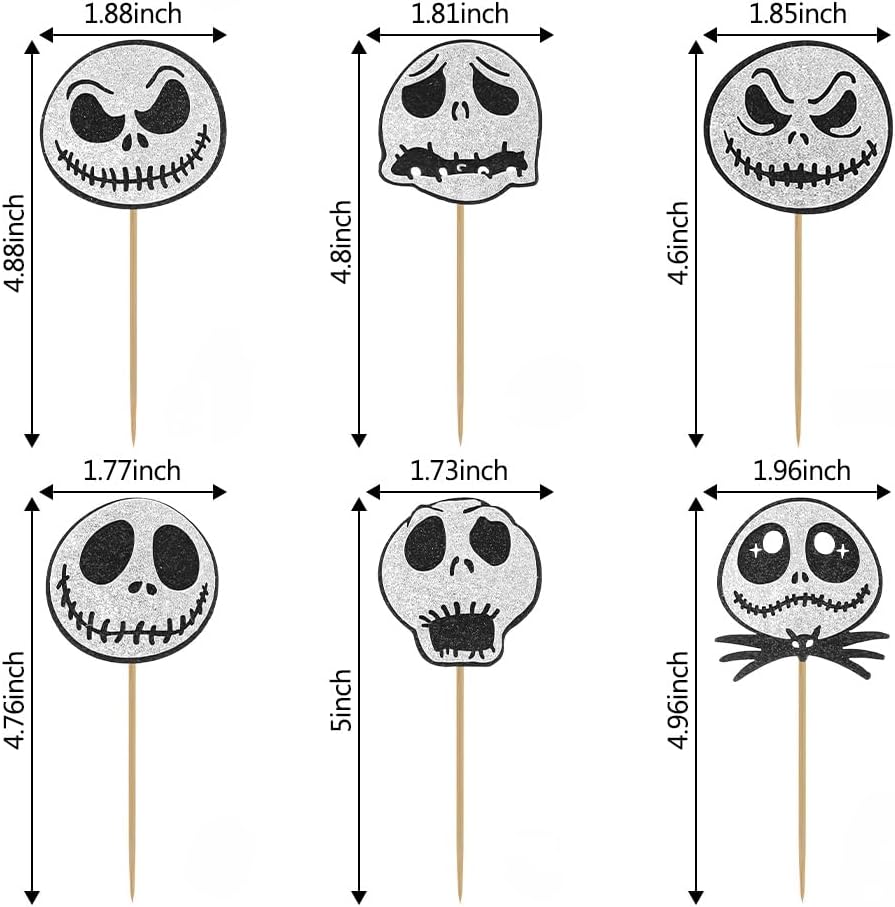 12 black glitter Halloween bat cupcake toppers in 4 patterns on cupcakes - view 12