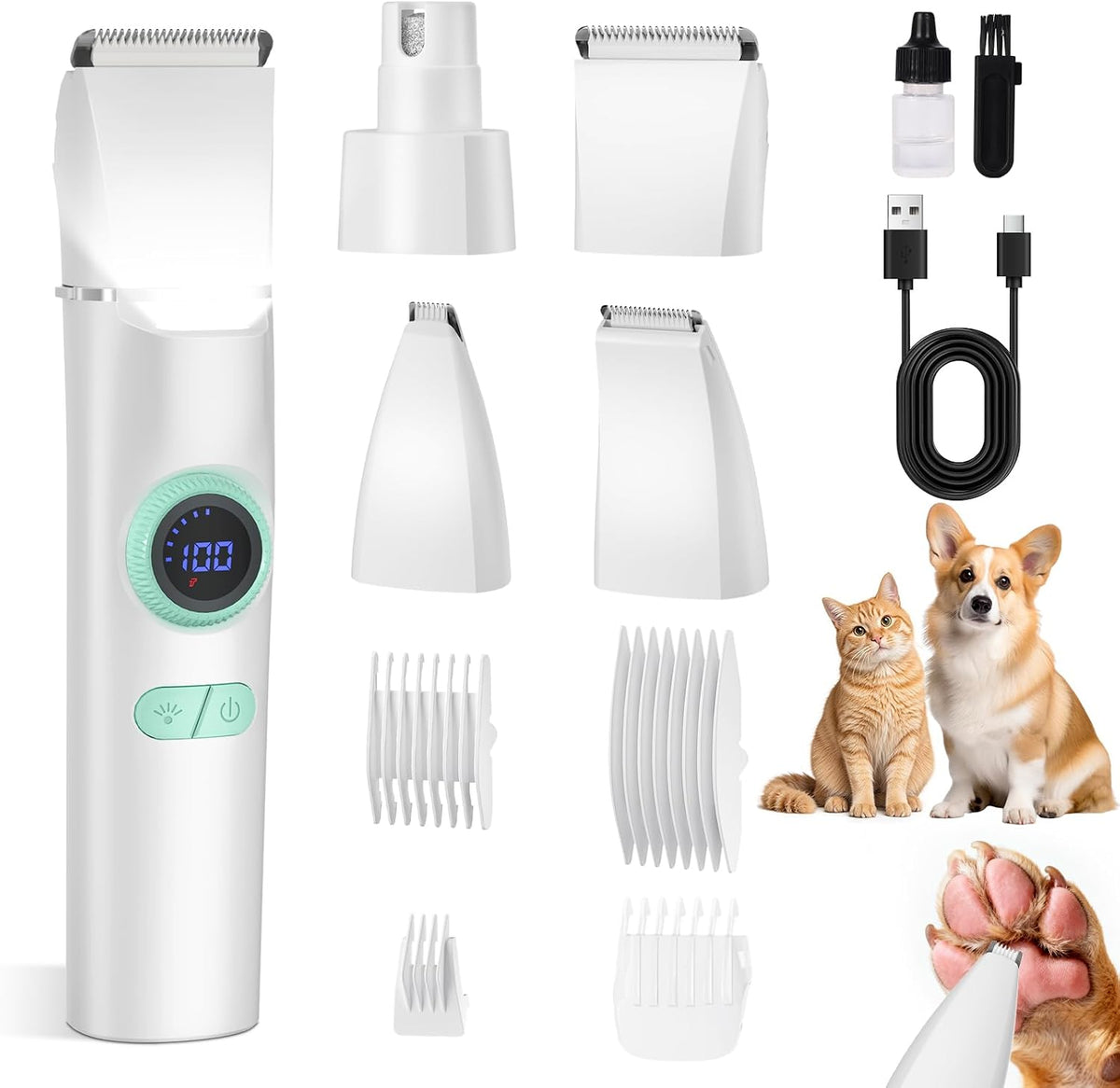 TBTeek Dog Grooming Clippers Kit Cordless Dog Trimmer for Small Dog