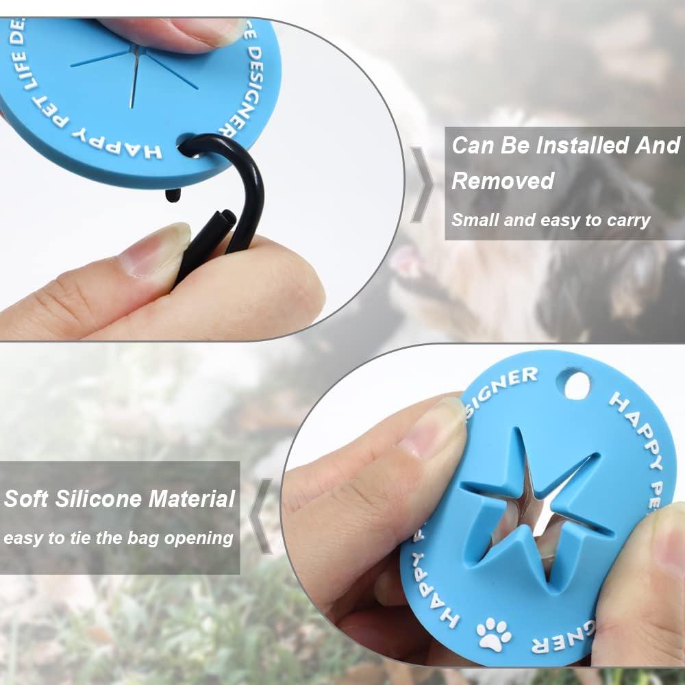 5 Pack，Dog Poop Bag Holder with Carabiner - 5 Colors - image 4