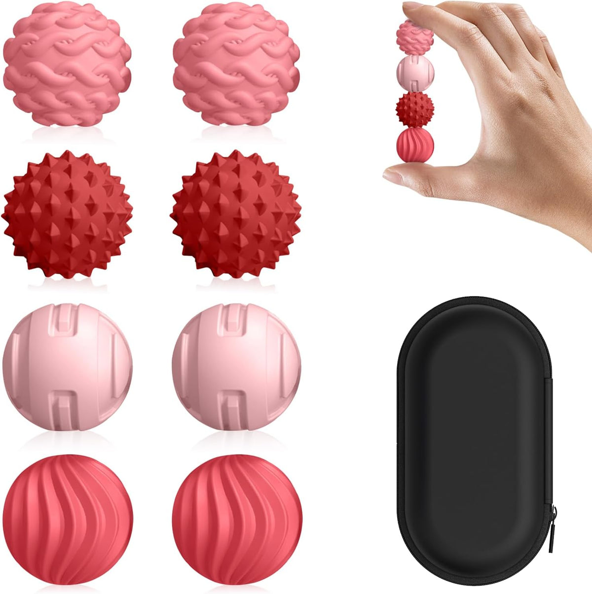 DGMDGS 8 silicone magnetic fidget balls in black and green textures - view 4