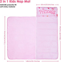 Kids Nap Mat Portable Slumber Bags with Removable Pillow and Blanket - Pink Princess - image 2
