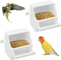 Pawfly 2 Pcs Bird Feeder, Hanging Plastic Water Dispenser with Hooks, Food Bowl for Small Parakeet - 2 PC
