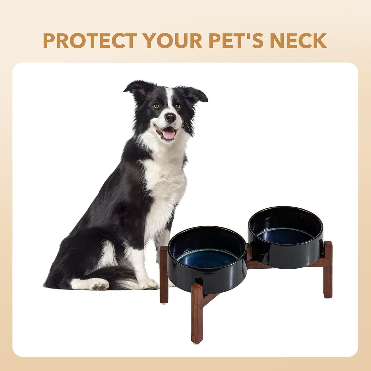 Elevated Dog Bowls, Raised Ceramic Dog Bowl for Small & Medium Dogs – Essentials for Dogs - Double Bowls with Stand- Starry Sky / 5CUPS - image 4
