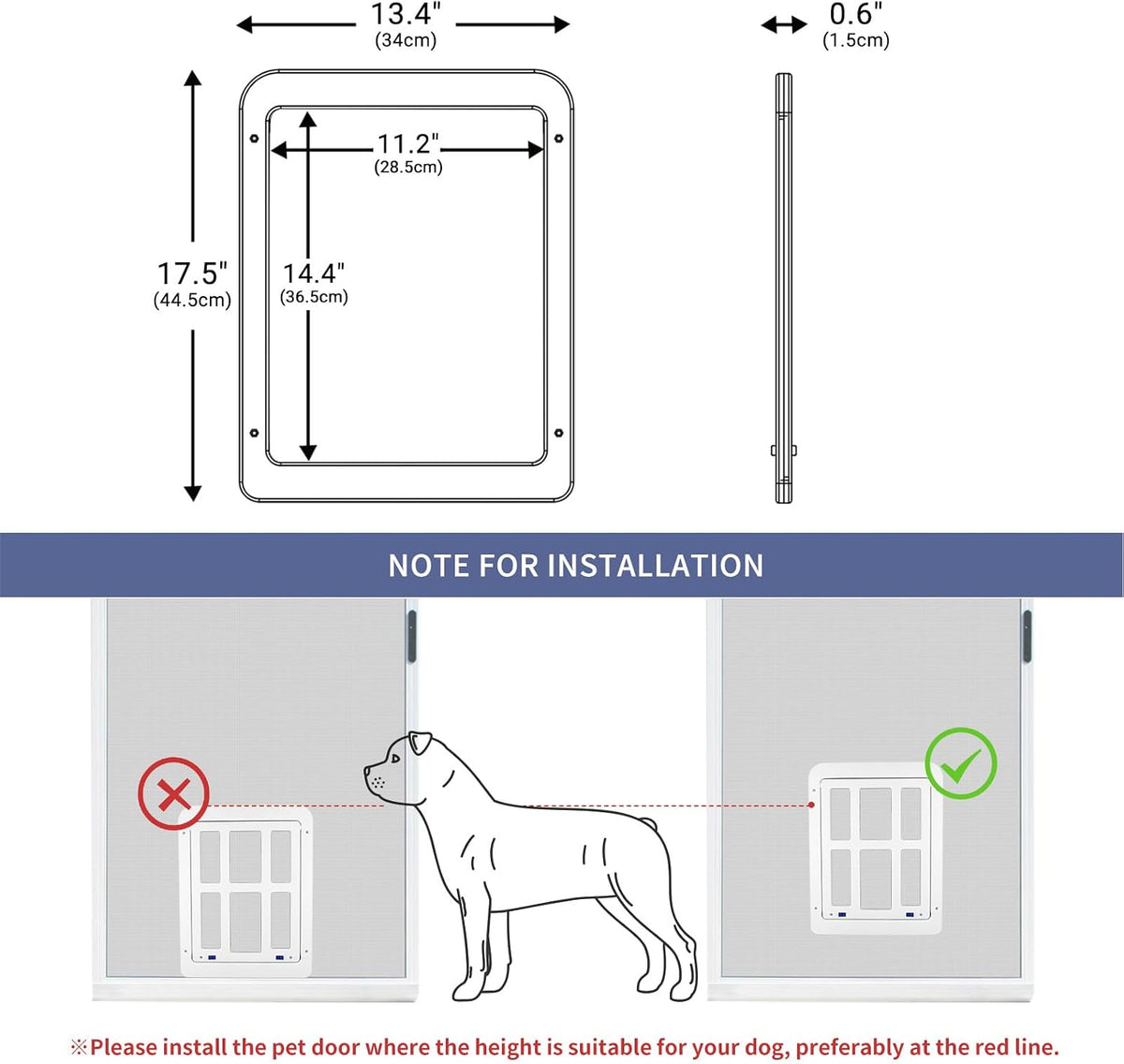 Dog Door for Screen Door, Cat Door Screen Small Dog Door Insert for Sliding Door Easy Install - 11.2" x 14.4" White Large - image 3