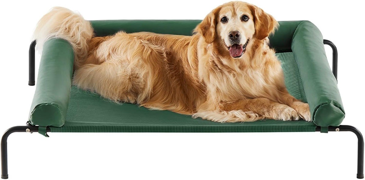 RRPETHOME Elevated Cooling Dog Cot 43x31" - Green / 48.0"L x 35.0"W x 8.0"Th