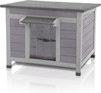 GUTINNEEN Outdoor Cat House Wooden Rabbit Hutch Outside Feral Cat Shelter Bunny Cage Guinea Pig Habitat Weatherproof(AIR12)