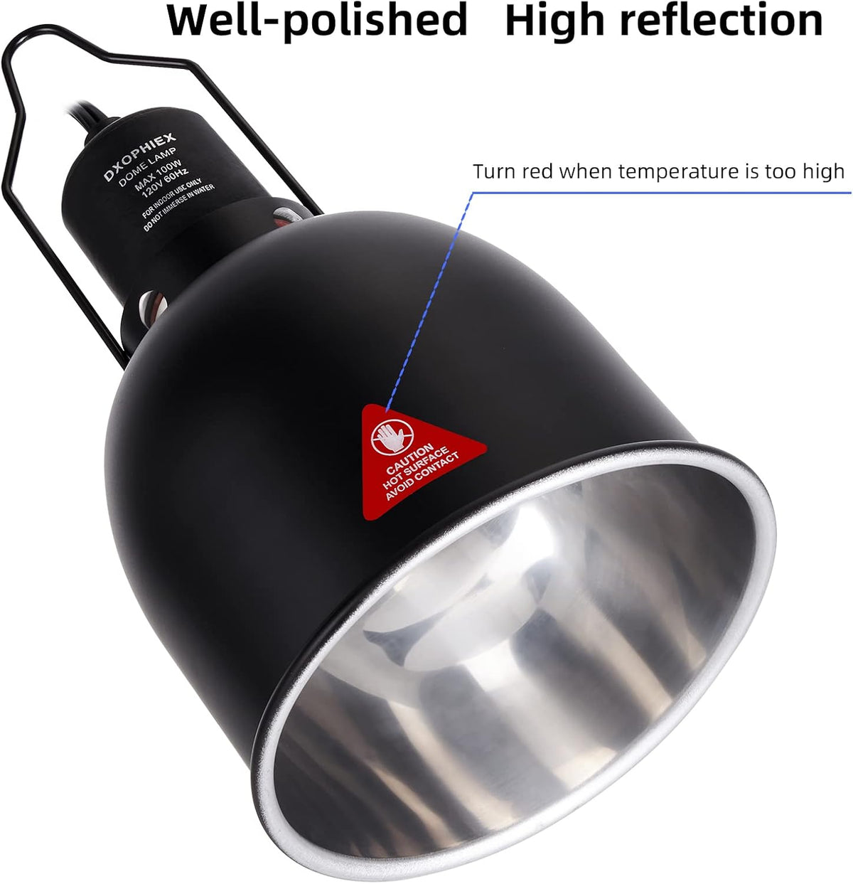 5.5inch Deep Dome Reptile Heat Lamp Reptile Light Fixture – Essentials for Reptiles And Amphibians - 5.5inch deep dome - image 3