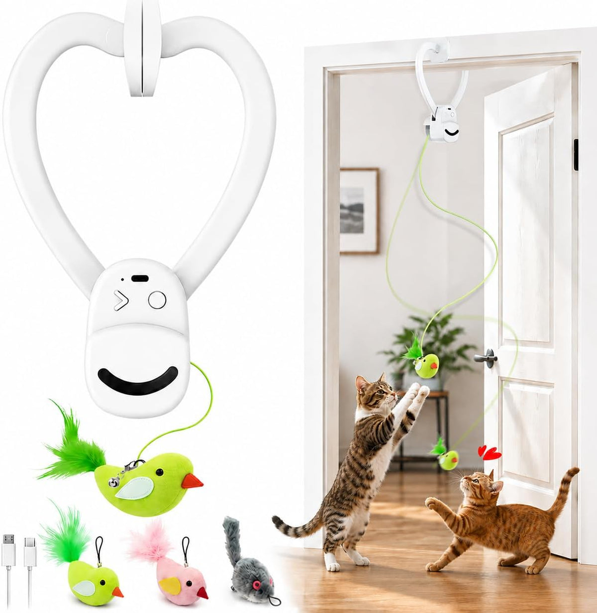Interactive Cat Toys for Indoor Cats - White