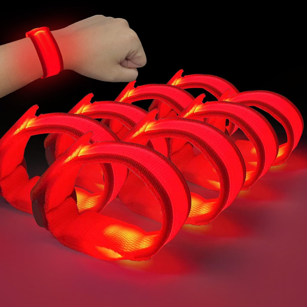 M.best 8pcs LED Light Up Bracelets Glow Flashing Wristbands Glow - 8pcs Red