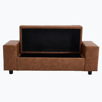 Storage Ottoman Bench 55 Inch Upholstered Comfy PU Leather End of Bed Bench with Large Storage for Bedroom/Living Room/Entryway/Closet(Brown)