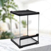Mini Reptile Glass Terrarium Tank 8"*8"*10" Full View with Front Opening Door,Amphibians Enclosure Habitat Cage for Leopard Gecko Tarantula Young Lizard Hermit Crab Frog Insects Breeding