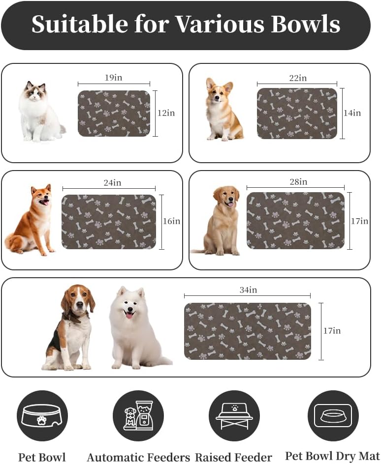 MontVoo-Absorbent Pet Feeding Mat-No Stains Pet Mat for Food - MP-BROWN / 17"x34" - image 4