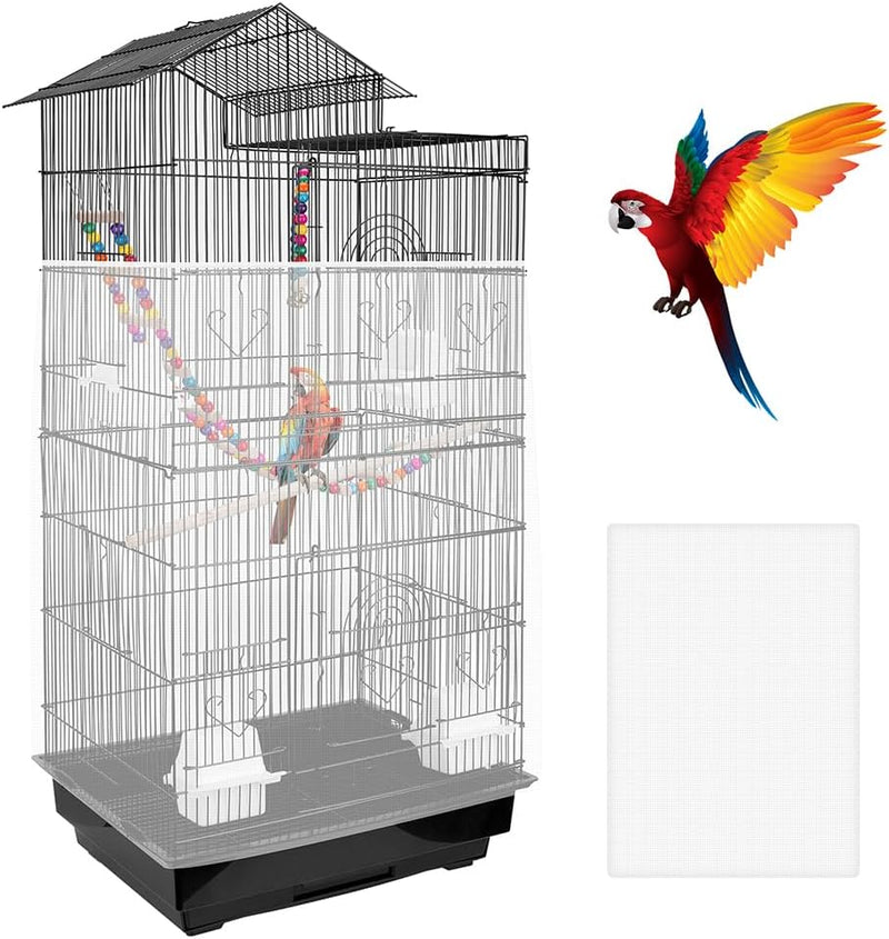 Bird Cage Seed Catcher, Stretchy Mesh Skirt for Parrot Cages