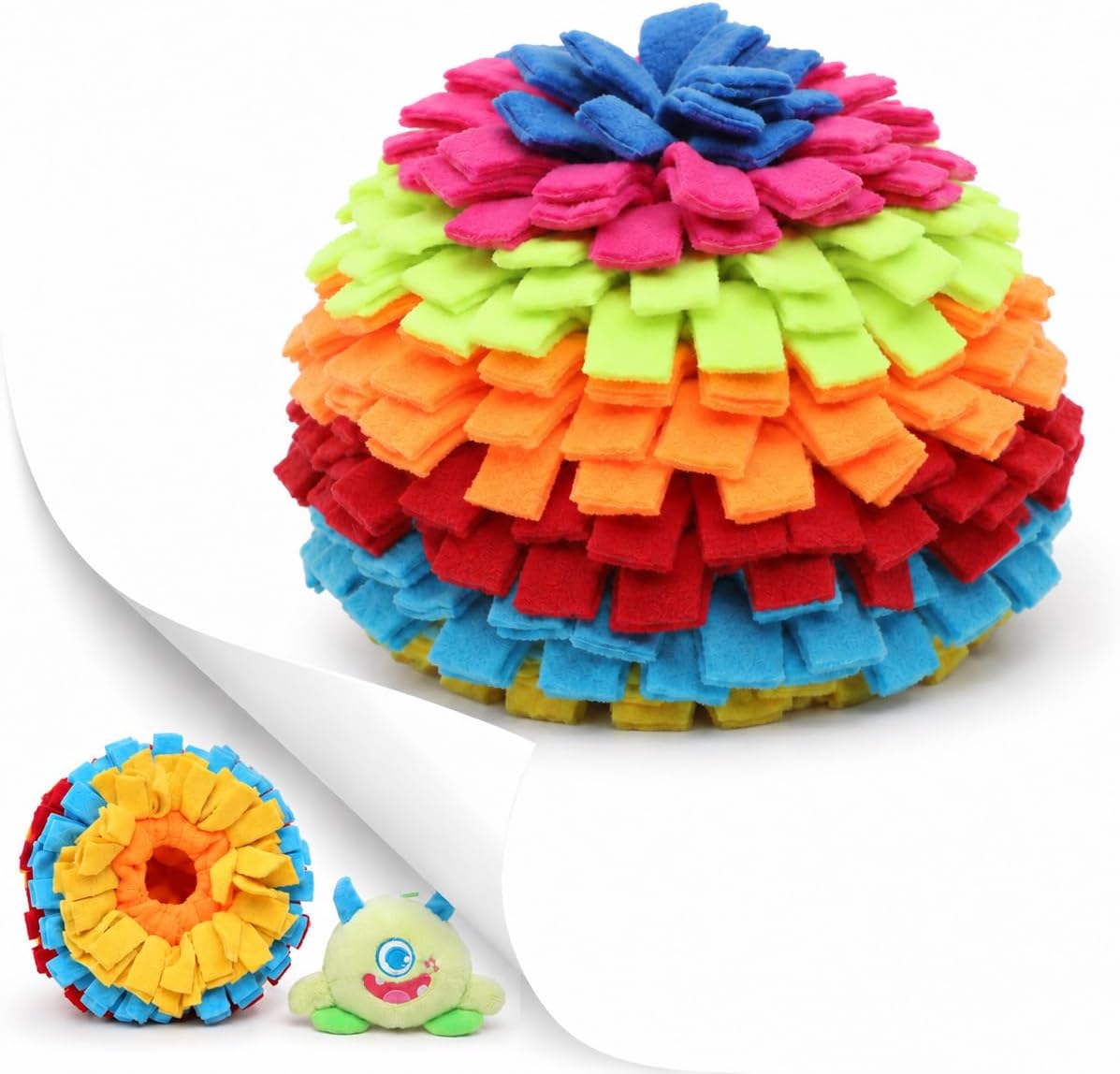 Snuffle Ball for Dogs, Slow Feeder Mental Enrichment Toy - Rainbow-colored / Large