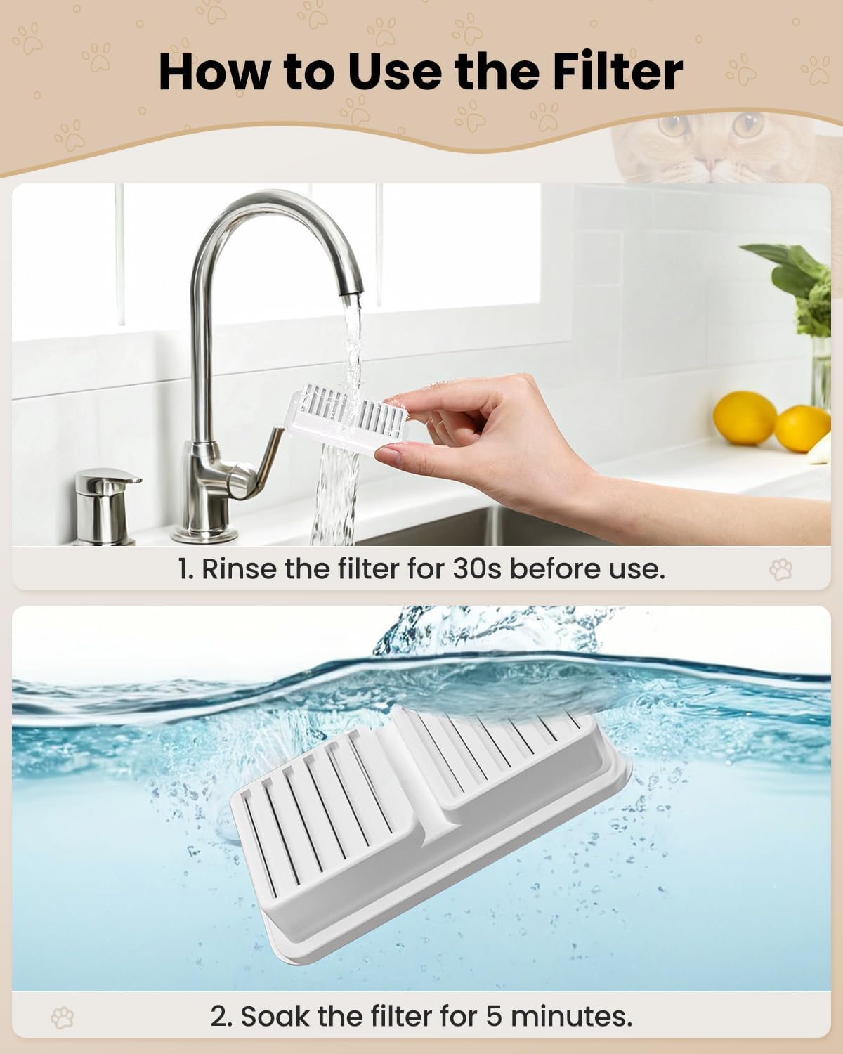 Replacement Filter for BalimoPet Cat Water Fountain - 8 Filters & 8 Sponges - image 3