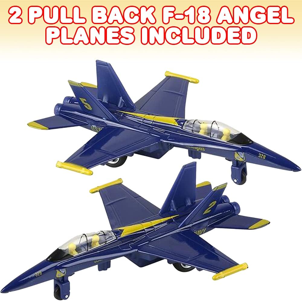 ArtCreativity diecast F-18 Blue Angels pullback toy jets, set of 2 in blue and yellow - view 2