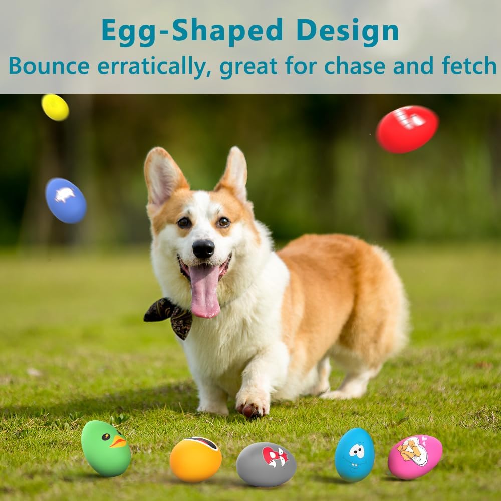 SCHITEC Squeaky Dog Toys, Latex Egg Balls for Puppies Small Medium Dogs – Essentials for Dogs - Animals - image 3