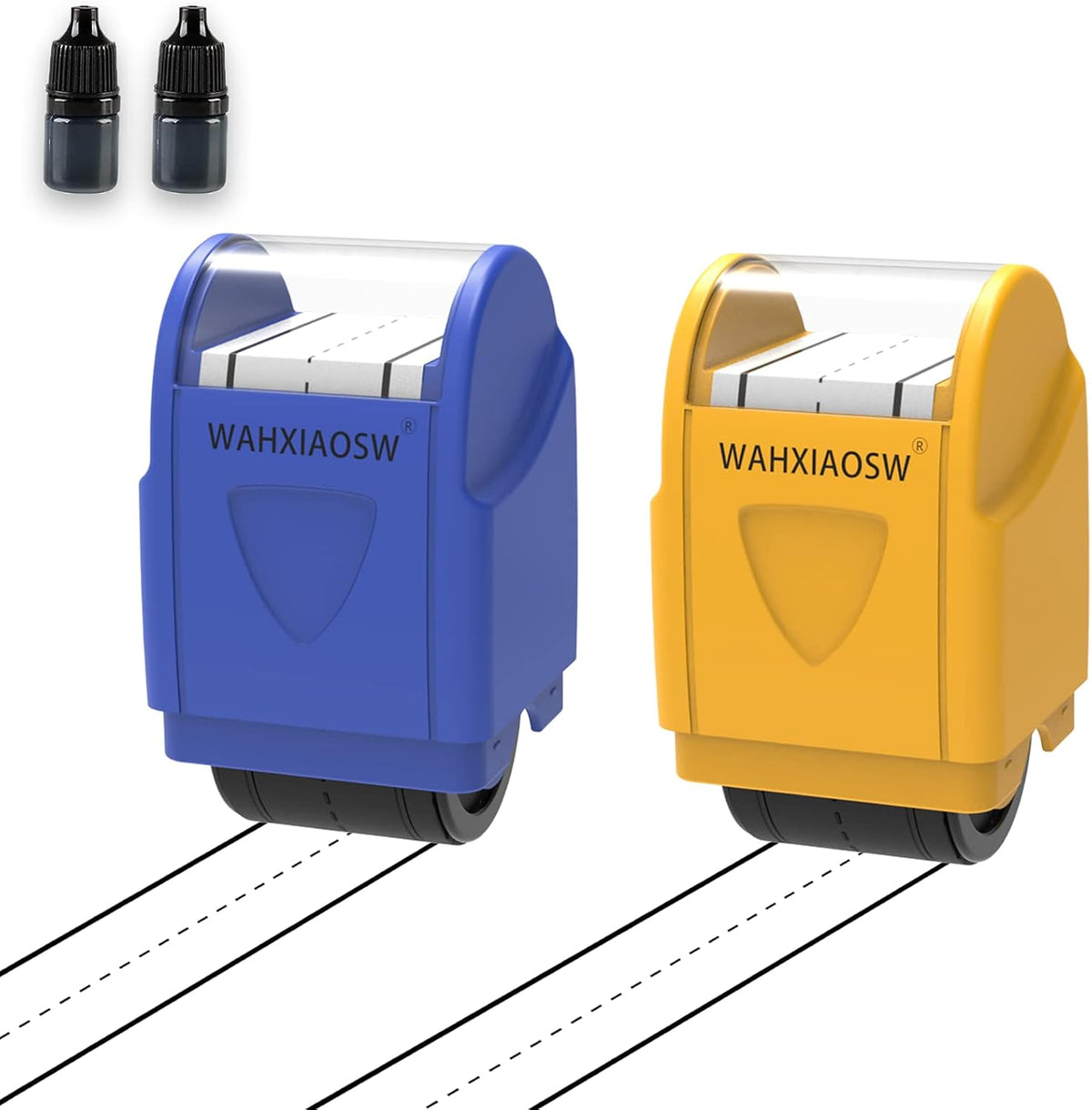 Handwriting Lines Stamp Roller Self-Inking Line Rolling Stamps - Yellow+blue