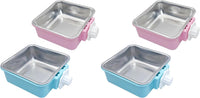 2PCS Stainless Steel Dog Bowls Set Removable Puppy Food and Water - 2 PCS (Pack of 2) / Large Square (Blue, Pink)