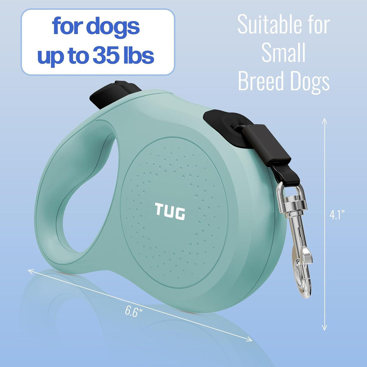 TUG Quest Retractable Dog Leash, 360° Tangle-Free - Mint Green / Small - image 3