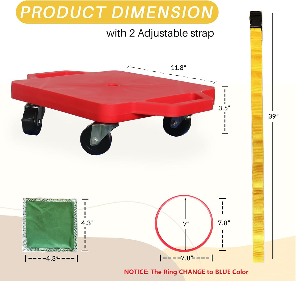 Romrex 2 pack floor scooter boards with handles, ring and beanbags - view 12