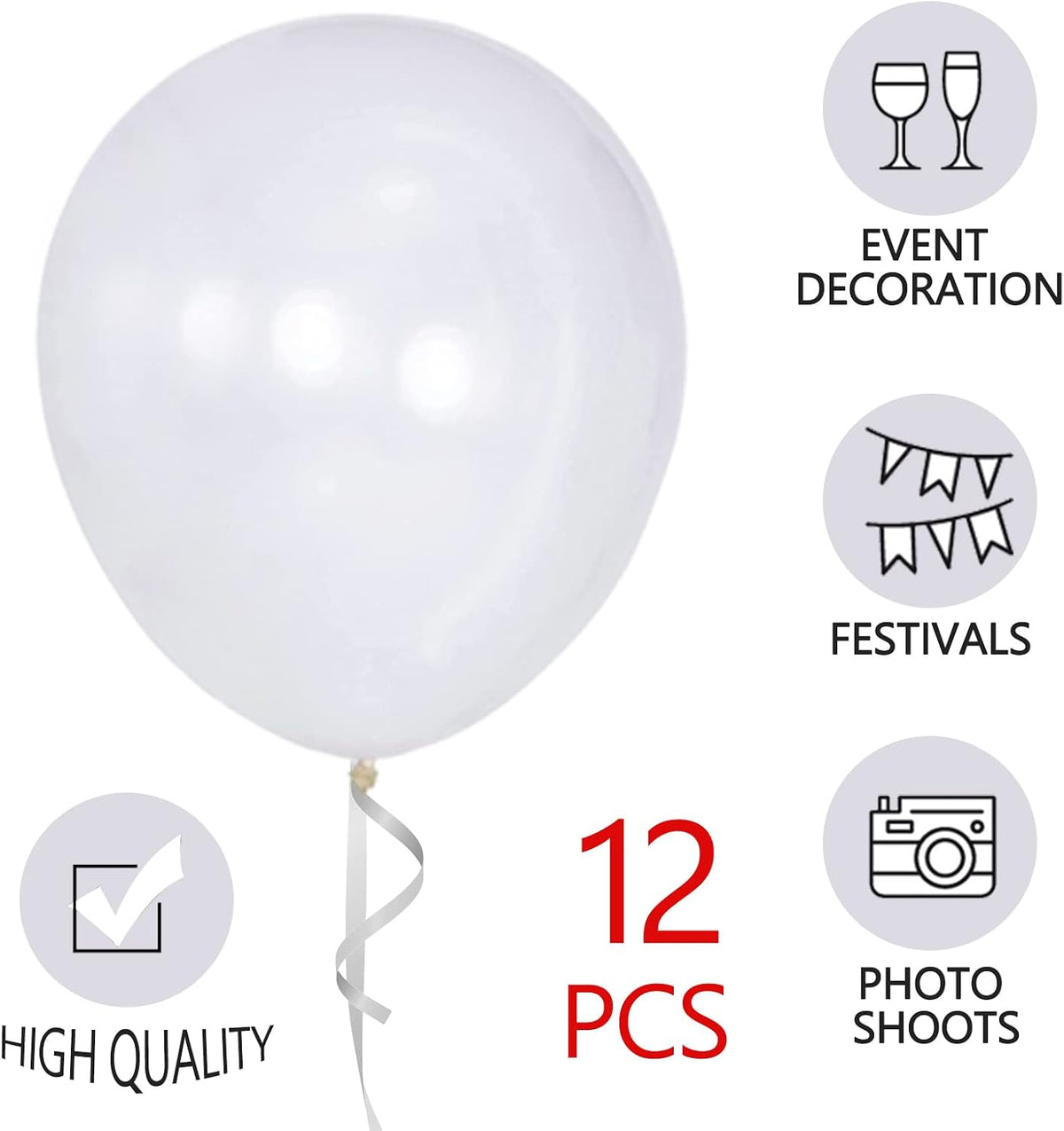 ASIYUHY Red Balloons 18 Inch 12 Pack Large Latex Party Balloons – Fun for Kids & Family - Transparent Balloon - image 2