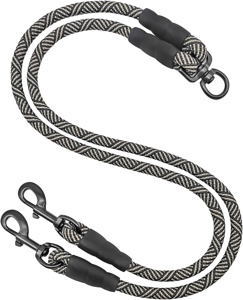 Double Dog Leash Coupler Heavy Duty Extension Rope for Two Large Dog – Essentials for Dogs - Small (1/3"D x 33"L) / Black