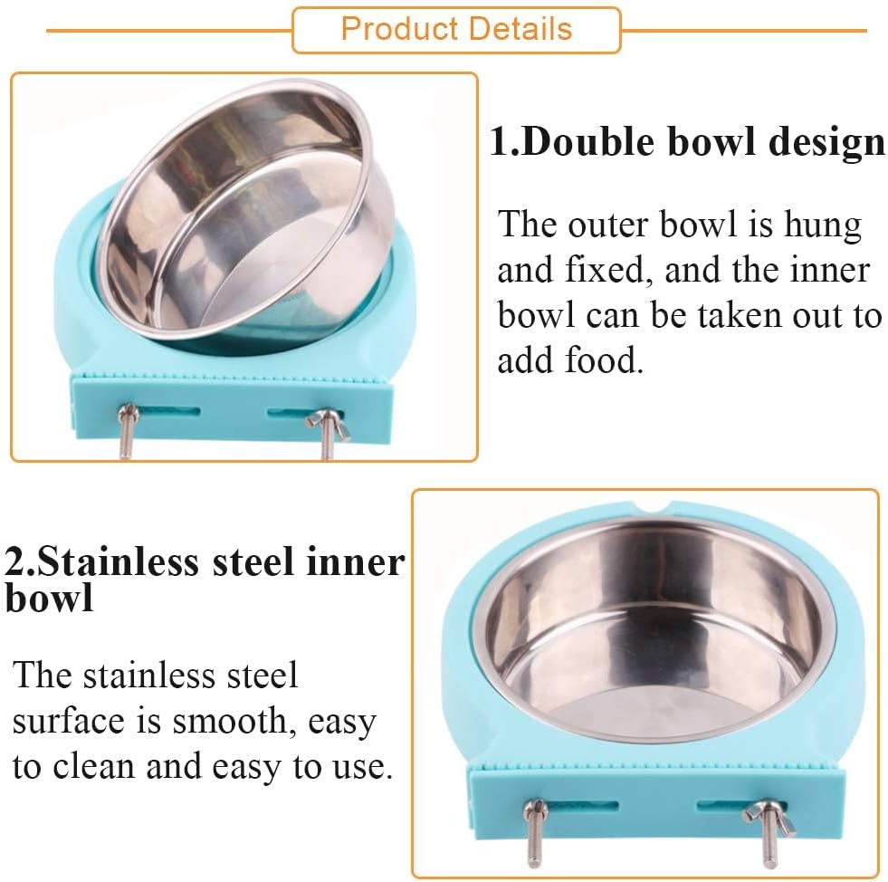 2PCS Stainless Steel Dog Bowls Set Removable Puppy Food and Water - 2 PCS / Standard (Blue, Pink) - image 2