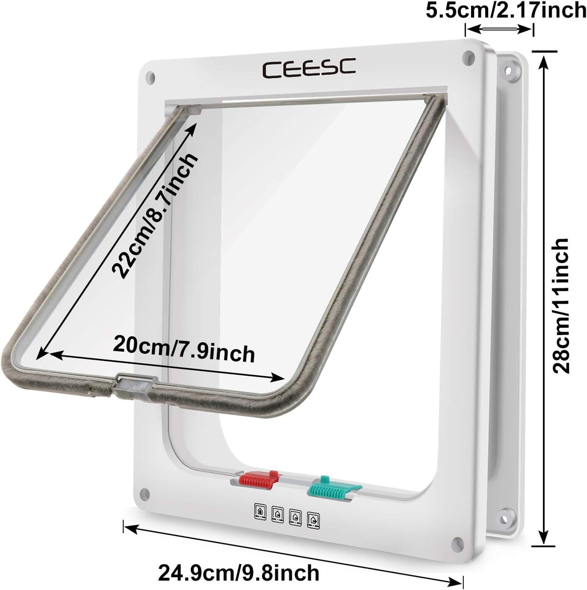 CEESC X-Large Cat Door for Pets up to 25 lbs, Weatherproof - White / XL- Inner size: 7.9"(W) x 8.7"(H) - image 2