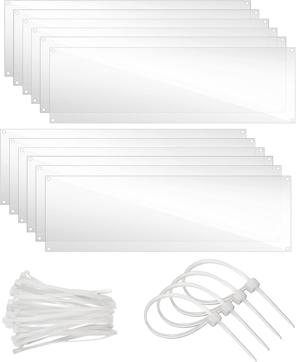 12 Pcs Cage Guard 13.8"x4.7" with Zip Ties Scatter Guard Clear – Essentials for Small Pets - 11.8" x 4.7" (12 PCS)