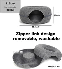 Large Cat Tunnel Bed for Indoor Cats with 3 Toys - L(24x24x11) / Dark Grey - image 2
