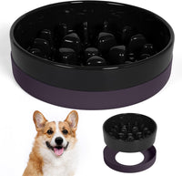 Sted Ceramic Slow Feeder Dog Bowls for Medium Large Breed – Essentials for Dogs - Medium-8 inches / Black