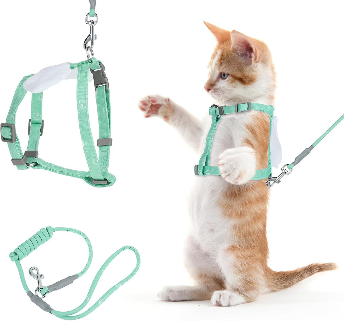 TIESOME Cat Harness and Leash Set - Green