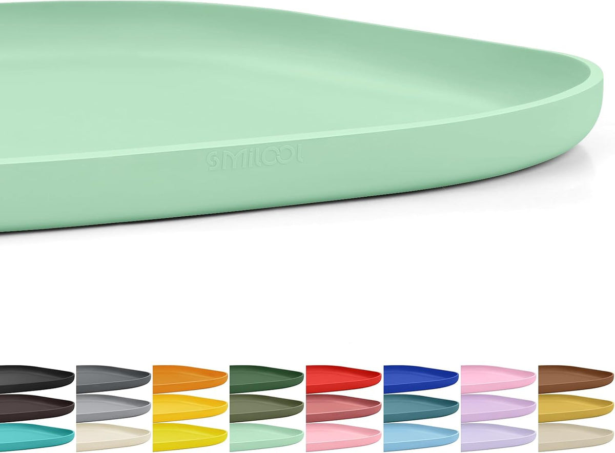 SMILOOL Waterproof Silicone Pet Food Mat with Raised Edge for Dog - Mint Green / 12"L x 12"W