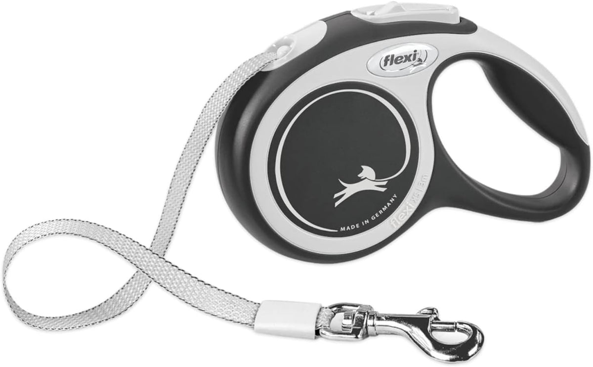 FLEXI Comfort Tape Retractable Dog Leash - Small - 16 Feet / Grey/Black